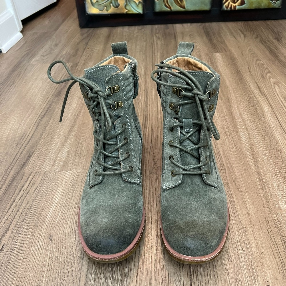 Söfft Aqua Baxter Waterproof Suede Lace Up Boots Olive Green 9M Combat